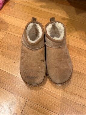 Cozy Tan Suede Shearling-Lined Slip-On Boots